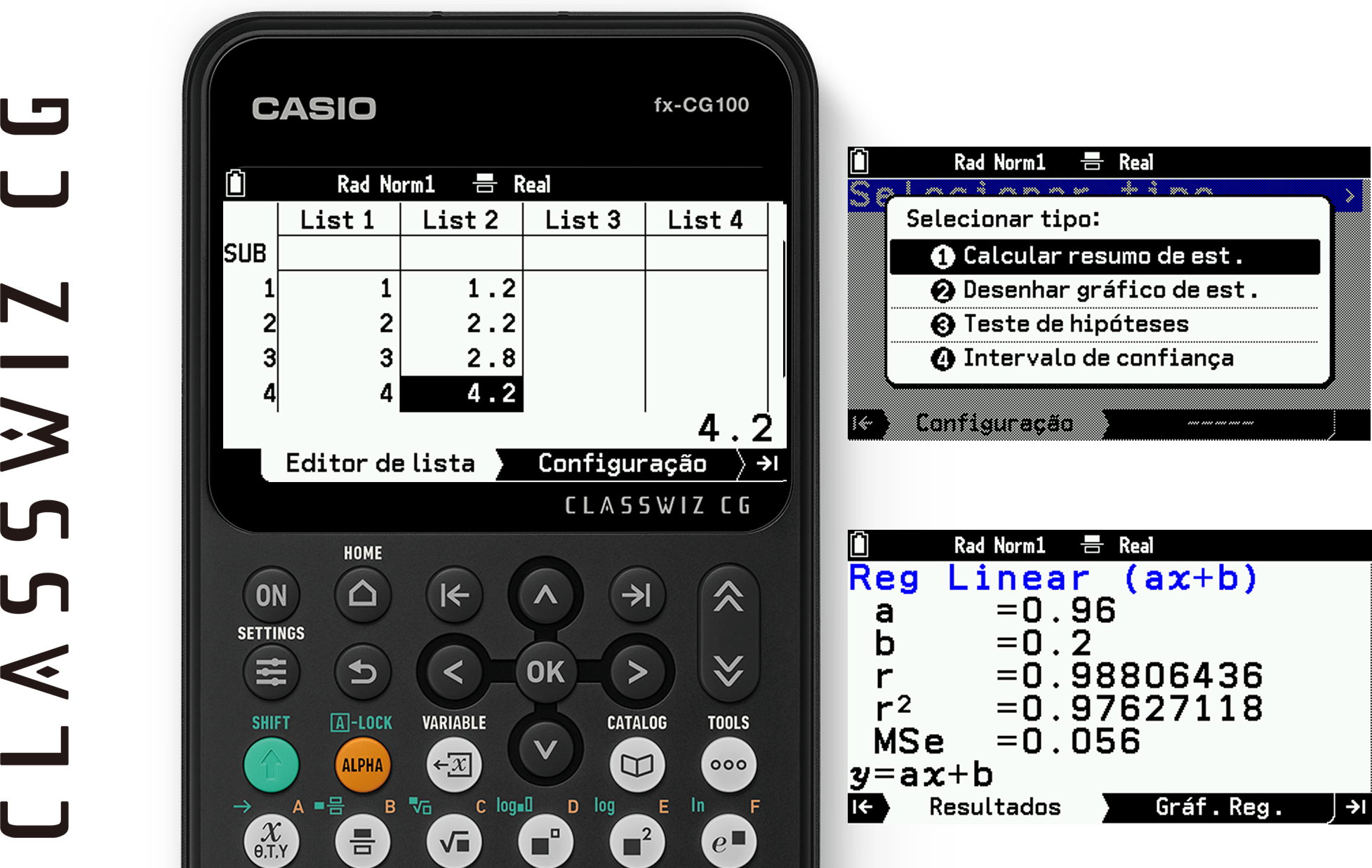 fx-CG100 Aplicativo Estatística Regressão